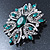 Stunning Bridal Emerald Green, Clear Austrian Crystal Corsage Brooch In Rhodium Plating - 60mm Length - view 8