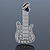 Rhodium Plated Clear Crystal 'Guitar' Brooch - 60mm Length