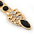 Large Black Glass, Clear Crystal 'Cross' Brooch In Gold Plating - 95mm Length - view 6