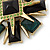 Victorian Style Black/ Dark Green Resin Stone Layered Cross Brooch In Gold Tone Metal - 75mm Across - view 5
