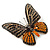 Black, Orange Austrian Crystal 'Tiger' Butterfly Brooch In Gold Plating - 50mm Length - view 6