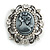 Vintage Style Crystal Cameo Brooch in Aged Silver Tone - 47mm Tall