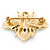 Small Black Enamel Crystal 'Bee' Brooch In Gold Plating - 35mm Across - view 4