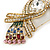 Gold Plated Clear, Pink Austrian Crystal Paradise Bird Brooch - 75mm Length - view 3