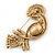 Gold Plated Clear, Pink Austrian Crystal Paradise Bird Brooch - 75mm Length - view 4