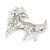 Rhodium Plated Enamel, Crystal Horse Brooch - 65mm Width - view 4