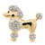 Two Tone Clear Austrian Crystal Poodle Dog Brooch - 40mm Width - view 4