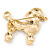 Two Tone Clear Austrian Crystal Poodle Dog Brooch - 40mm Width - view 3