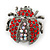 Small Red, Pink Crystal 'Ladybug' Brooch In Gun Metal - 24mm Length