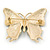 Green/ Dark Blue Enamel, Crystal Butterfly Brooch In Gold Tone - 55mm L - view 5