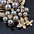 Grey Faux Pearl, Clear, Citrine Austrian Crystal Floral Brooch In Gold Tone - 75mm L - view 10