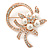 Bridal Crystal, Similutated Pearl Flower Brooch In Rose Tone Gold - 50mm Across - view 2