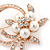 Bridal Crystal, Similutated Pearl Flower Brooch In Rose Tone Gold - 50mm Across - view 3