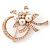 Bridal Crystal, Similutated Pearl Flower Brooch In Rose Tone Gold - 50mm Across - view 6