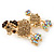 Gold Plated Citrine/ AB/ Topaz Crystal Poodle Brooch - 37mm L - view 2