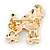 Gold Plated Citrine/ AB/ Topaz Crystal Poodle Brooch - 37mm L - view 5