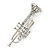 Silver Tone Clear Crystal Musical Instrument Trumpet Brooch - 48mm L - view 5