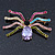 Multicoloured Austrian Crystal Spider Brooch In Gold Tone - 63mm W - view 2