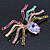 Multicoloured Austrian Crystal Spider Brooch In Gold Tone - 63mm W - view 3