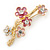 Crystal, Pink Enamel Magnolia Floral Brooch In Gold Tone - 65mm L - view 5
