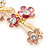 Crystal, Pink Enamel Magnolia Floral Brooch In Gold Tone - 65mm L - view 4