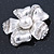 Vintage Inspired Textured, Crystal, Pearl Flower Brooch In Silver Tone - 45mm Diameter - view 5
