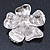Vintage Inspired Textured, Crystal, Pearl Flower Brooch In Silver Tone - 45mm Diameter - view 3