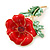 Red/ Green Enamel Poppy Brooch In Gold Plating - 53mm L - view 2