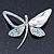 AB/ Clear Crystal Butterfly Brooch In Silver Tone - 60mm Across - view 2