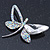 AB/ Clear Crystal Butterfly Brooch In Silver Tone - 60mm Across - view 7