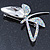 AB/ Clear Crystal Butterfly Brooch In Silver Tone - 60mm Across - view 6