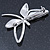 AB/ Clear Crystal Butterfly Brooch In Silver Tone - 60mm Across - view 5