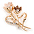Magnolia/ Bronze Crystal Tulip Brooch In Gold Tone - 55mm L - view 3