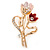 Pink/ Coral Crystal Tulip Brooch In Gold Tone - 55mm L