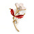 Pink/ Coral Enamel, Crystal Calla Lily Brooch In Gold Plating - 53mm L