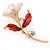 Pink/ Coral Enamel, Crystal Calla Lily Brooch In Gold Plating - 53mm L - view 2