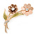 Magnolia/ Bronze/ Olive Two Daisy Floral Brooch - 50mm L