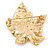 Gold Tone Clear Crystal Maple Leaf Brooch - 50mm L - view 3