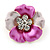 Small Pink/ Fuchsia Enamel, Crystal Daisy Pin Brooch In Gold Tone - 20mm