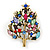 Multicoloured Crystal Christmas Tree Brooch In Gold Plating - 48mm L - view 5