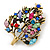 Multicoloured Crystal Christmas Tree Brooch In Gold Plating - 48mm L - view 6