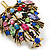 Multicoloured Crystal Christmas Tree Brooch In Gold Plating - 48mm L - view 3