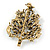 Multicoloured Crystal Christmas Tree Brooch In Gold Plating - 48mm L - view 4