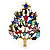 Multicoloured Crystal Christmas Tree Brooch In Gold Plating - 48mm L