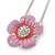 Pink Enamel Crystal Daisy Flower Safety Pink In Rhodium Plating - 70mm L - view 3