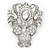 Bridal/ Wedding Clear Austrian Crystal, White Glass Pearl Corsage Brooch In Rhodium Plating - 65mm L