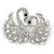 Clear Austrian Crystal Two Swans Brooch In Rhodium Plating - 60mm - view 5