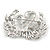 Clear Austrian Crystal Two Swans Brooch In Rhodium Plating - 60mm - view 3