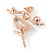 Gold Plated Clear Austrian Crystal, Glass Pearl Ballerina Brooch - 40mm L - view 3