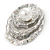 Layered Crystal 'Shell' with Pearl Brooch In Silver Tone Metal - 45mm L - view 3